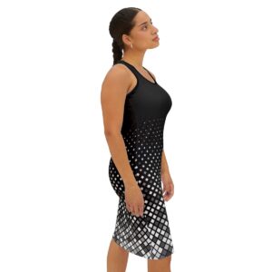 Square Pattern Black - Women's Racerback Dress (AOP) - Image 6