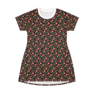 Flower Pattern Black - T-Shirt Dress (AOP) - Image 2
