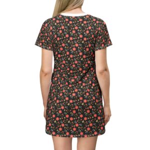 Flower Pattern Black - T-Shirt Dress (AOP) - Image 3
