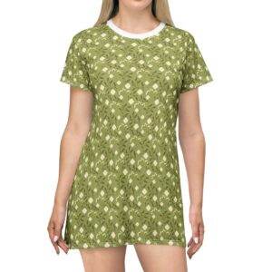 Flower Pattern Green Grape - T-Shirt Dress (AOP)
