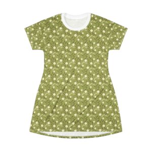 Flower Pattern Green Grape - T-Shirt Dress (AOP) - Image 2
