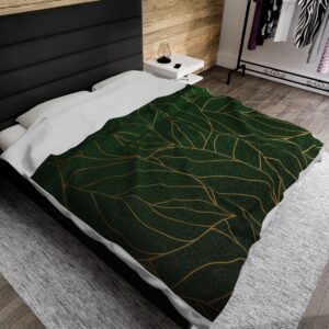 Dark Leaves - Velveteen Plush Blanket - Image 1