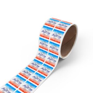 4th of July Calligraphy Square Stickers Label Rolls for Celebration - Image 9