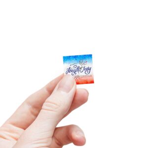 4th of July Calligraphy Square Stickers Label Rolls for Celebration - Image 21