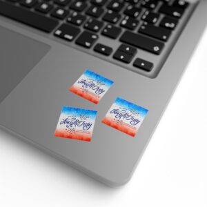 4th of July Calligraphy Square Stickers Label Rolls for Celebration - Image 25