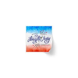 4th of July Calligraphy Square Stickers Label Rolls for Celebration - Image 22