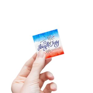 4th of July Calligraphy Square Stickers Label Rolls for Celebration - Image 7