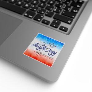 4th of July Calligraphy Square Stickers Label Rolls for Celebration - Image 32