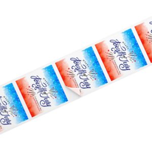 4th of July Calligraphy Square Stickers Label Rolls for Celebration - Image 34