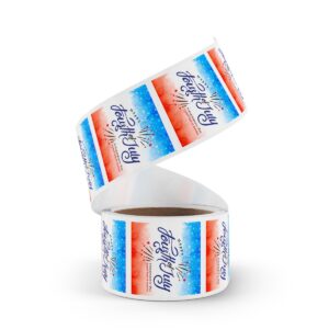 4th of July Calligraphy Square Stickers Label Rolls for Celebration - Image 31