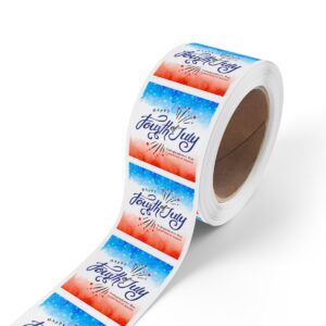 4th of July Calligraphy Square Stickers Label Rolls for Celebration - Image 37