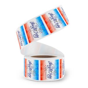4th of July Calligraphy Square Stickers Label Rolls for Celebration - Image 38