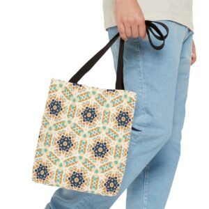 Arabic Blue Mosaic Pattern Tote Bag (AOP) - Image 7