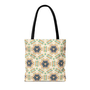 Arabic Blue Mosaic Pattern Tote Bag (AOP) - Image 3