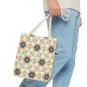 Arabic Blue Mosaic Pattern Tote Bag (AOP) - Image 39