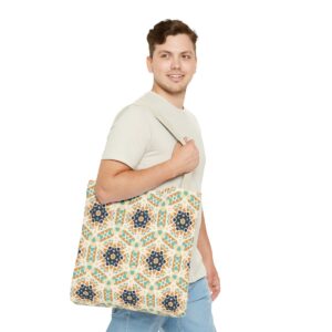 Arabic Blue Mosaic Pattern Tote Bag (AOP) - Image 47