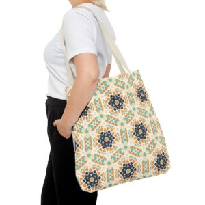 Arabic Blue Mosaic Pattern Tote Bag (AOP) - Image 48
