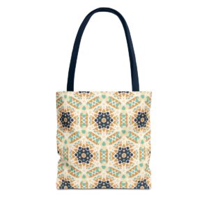 Arabic Blue Mosaic Pattern Tote Bag (AOP) - Image 49