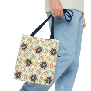 Arabic Blue Mosaic Pattern Tote Bag (AOP) - Image 51