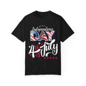 Dark Themed 4th of July Unisex Garment-Dyed T-shirt Featuring a Creative Design - Image 2