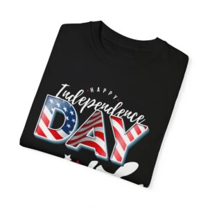 Dark Themed 4th of July Unisex Garment-Dyed T-shirt Featuring a Creative Design - Image 4