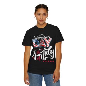 Dark Themed 4th of July Unisex Garment-Dyed T-shirt Featuring a Creative Design - Image 7