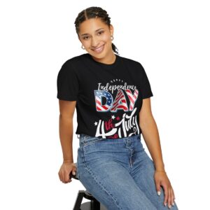 Dark Themed 4th of July Unisex Garment-Dyed T-shirt Featuring a Creative Design - Image 10