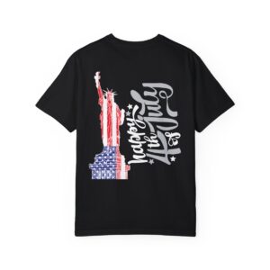 Dark Themed - Statue of Liberty 4th of July Unisex Garment - Dyed T-shirt - Image 107