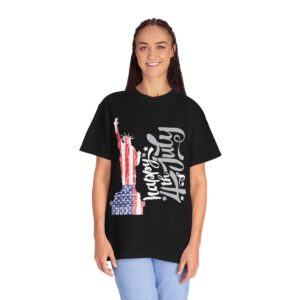 Dark Themed - Statue of Liberty 4th of July Unisex Garment - Dyed T-shirt - Image 110