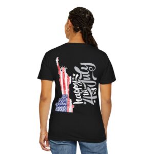 Dark Themed - Statue of Liberty 4th of July Unisex Garment - Dyed T-shirt - Image 111