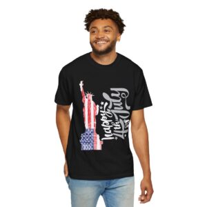 Dark Themed - Statue of Liberty 4th of July Unisex Garment - Dyed T-shirt - Image 114