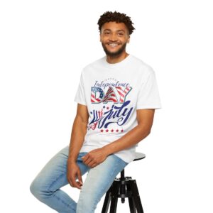 Celebrate in Style with Our Light Color Tee Featuring a Creative 4th of July Design - Unisex Garment-Dyed T-shirt - Image 26
