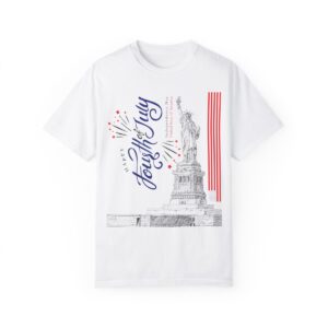 Style with Our Light Color Tee Featuring a Sleek 4th of July Design - Unisex Garment-Dyed T-shirt - Image 15