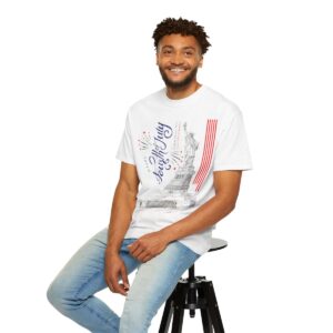 Style with Our Light Color Tee Featuring a Sleek 4th of July Design - Unisex Garment-Dyed T-shirt - Image 26