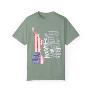 Dark Themed - Statue of Liberty 4th of July Unisex Garment - Dyed T-shirt - Image 41