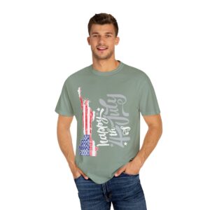 Dark Themed - Statue of Liberty 4th of July Unisex Garment - Dyed T-shirt - Image 44