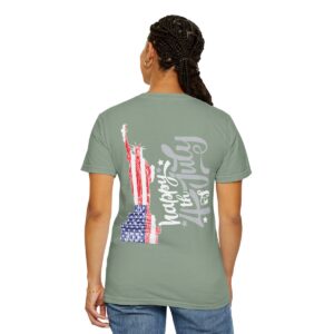 Dark Themed - Statue of Liberty 4th of July Unisex Garment - Dyed T-shirt - Image 46
