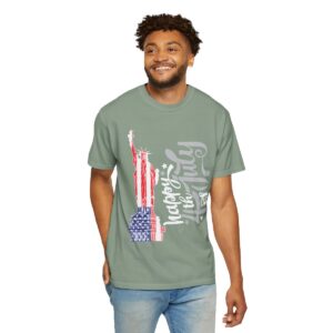 Dark Themed - Statue of Liberty 4th of July Unisex Garment - Dyed T-shirt - Image 49