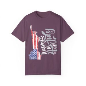 Dark Themed - Statue of Liberty 4th of July Unisex Garment - Dyed T-shirt - Image 119
