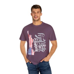 Dark Themed - Statue of Liberty 4th of July Unisex Garment - Dyed T-shirt - Image 122
