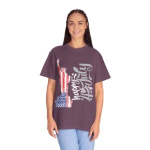 Dark Themed - Statue of Liberty 4th of July Unisex Garment - Dyed T-shirt - Image 123