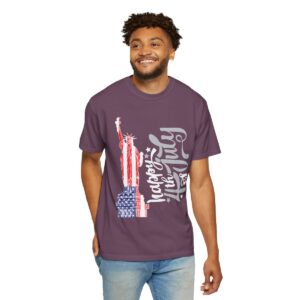 Dark Themed - Statue of Liberty 4th of July Unisex Garment - Dyed T-shirt - Image 127