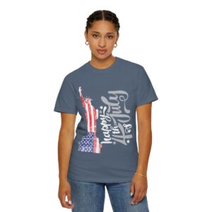 Dark Themed - Statue of Liberty 4th of July Unisex Garment - Dyed T-shirt - Image 79
