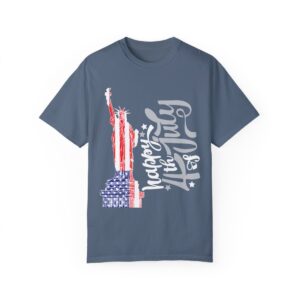 Dark Themed - Statue of Liberty 4th of July Unisex Garment - Dyed T-shirt - Image 80