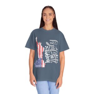 Dark Themed - Statue of Liberty 4th of July Unisex Garment - Dyed T-shirt - Image 84