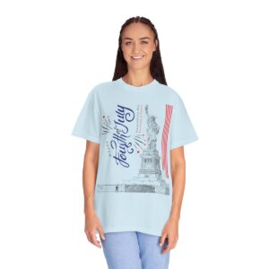 Style with Our Light Color Tee Featuring a Sleek 4th of July Design - Unisex Garment-Dyed T-shirt - Image 5