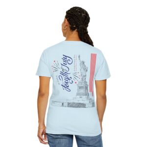 Style with Our Light Color Tee Featuring a Sleek 4th of July Design - Unisex Garment-Dyed T-shirt - Image 7