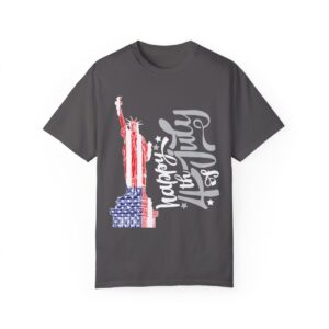 Dark Themed - Statue of Liberty 4th of July Unisex Garment - Dyed T-shirt - Image 93