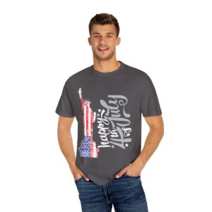 Dark Themed - Statue of Liberty 4th of July Unisex Garment - Dyed T-shirt - Image 96