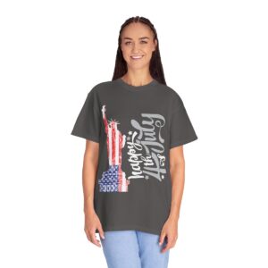 Dark Themed - Statue of Liberty 4th of July Unisex Garment - Dyed T-shirt - Image 97